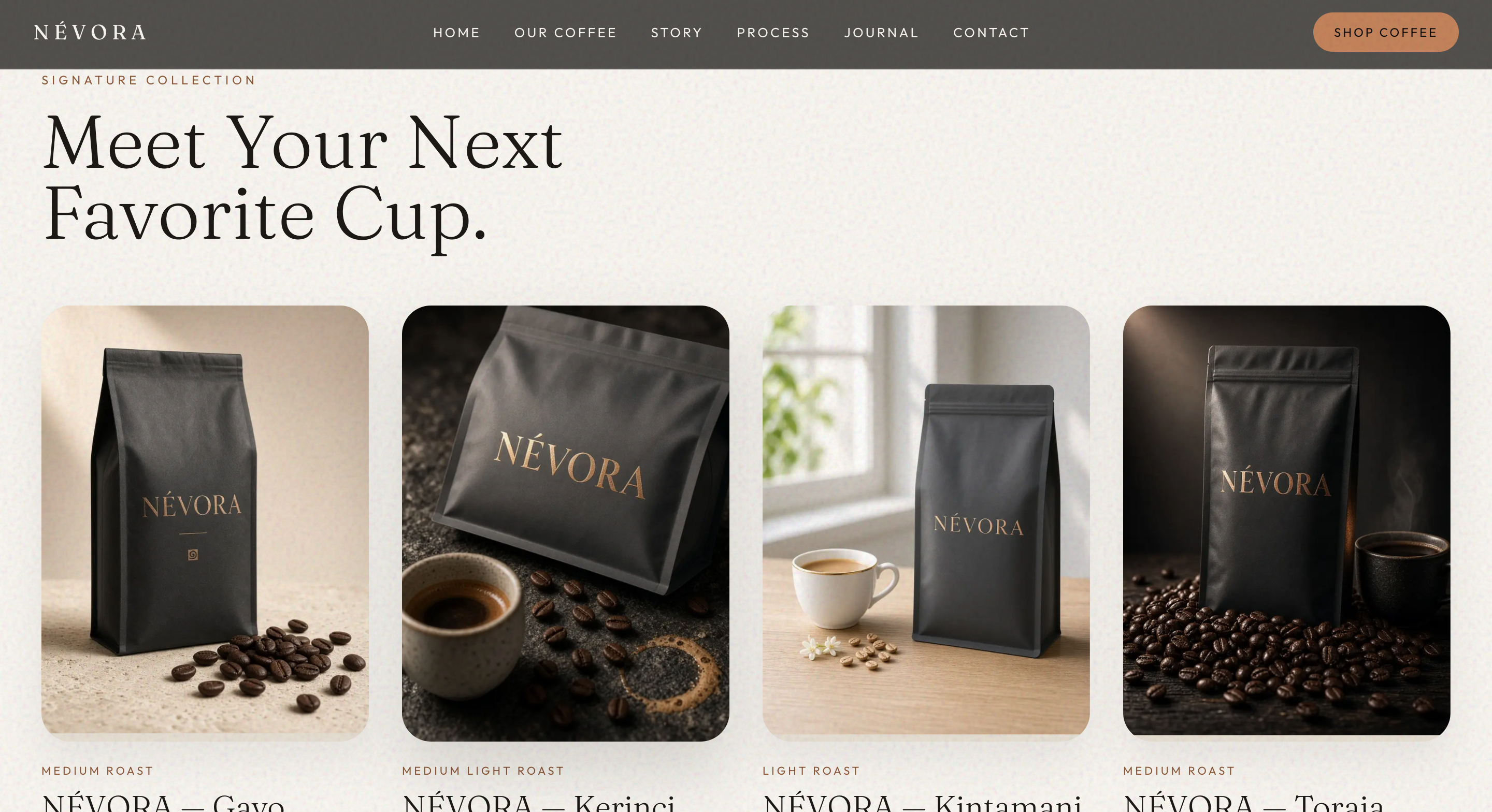 NÉVORA – Premium Specialty Coffee Brand Website